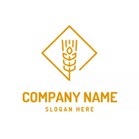 Agriculture Logo Brown Square and Rice Ears logo design