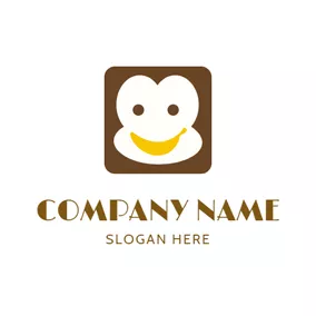 Banana Logo Brown Square and White Banana logo design