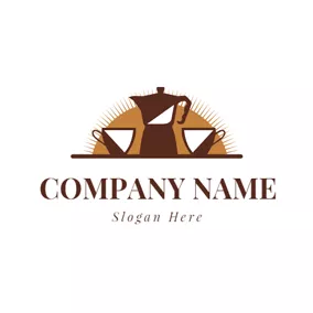 Kaffee-Logo Brown Teapot and Coffee Mug logo design