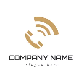 Telecom Logo Brown Telephone and Signal logo design