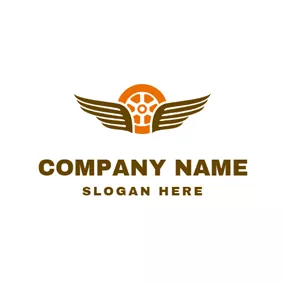 Tire Logo Brown Wing and Orange Tire logo design