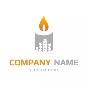 Logótipo De Vela Building and Candle Icon logo design