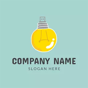 USB Logo Bulb Shape and Usb Drive logo design
