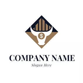 Finance & Insurance Logo Bull Head and Brown Bar Graph logo design