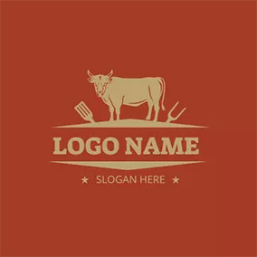 Bull Logo Bull Triangle Shape and Bbq logo design