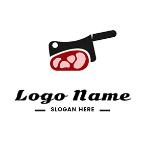 Butcher Logo Butcher Knife Cutting Meat logo design