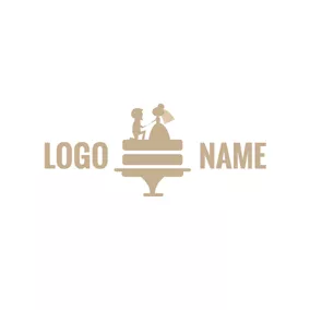 Cake Logo Cake and Wedding Couple logo design