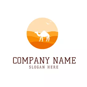 Desert Logo Camel Bird and Desert logo design
