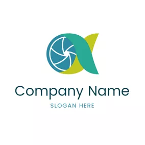 Shutter Logo Camera Lens and Alpha Symbol logo design