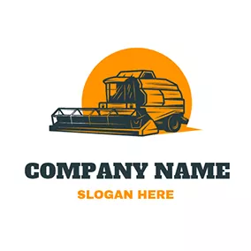 Tractor Logo Cartoon Circle Harvester logo design