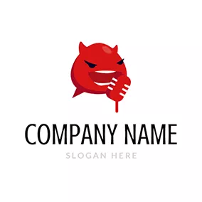麦克风 Logo Cartoon Devil Actor Microphone logo design
