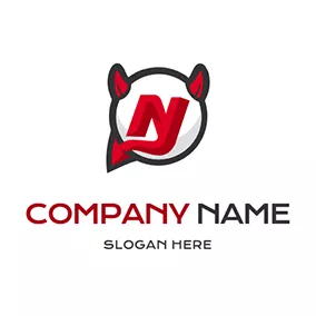 N Logo Cartoon Devil Tail Arrow logo design