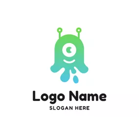 Slime Logo Cartoon Green Slime Monster logo design