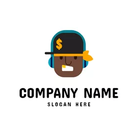 Cartoon Hipster Head logo design