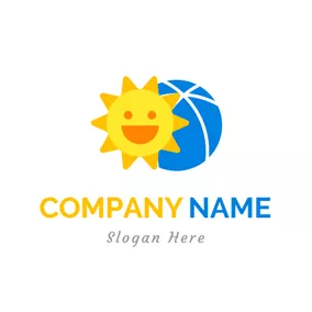 Toys Logo Cartoon Sun and Blue Ball logo design