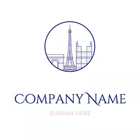 Construction Logo Cartoon Tower In Circle Paris logo design