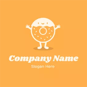 Bakery Logo Cartoon White Doughnut logo design