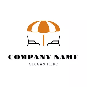 傘ロゴ Chair and Beach Umbrella logo design