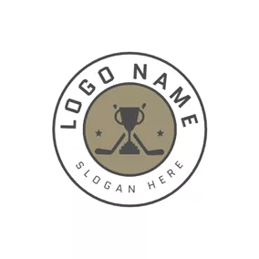 Champion Logo Champion Trophy and Hockey Stick logo design