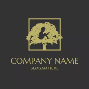 Emblem Logo Child and Beige Tree logo design