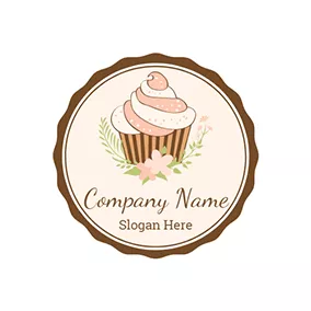 Süßigkeiten Logo Chocolate Circle and Pink Cupcake logo design