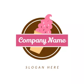 Ice Cream Logo Chocolate Circle and Pink Ice Cream logo design