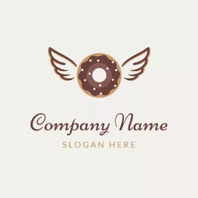Donuts Logo Chocolate Wing and Doughnut logo design