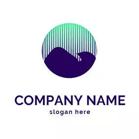 Aurora Logo Circle Abstract Mountain Aurora logo design