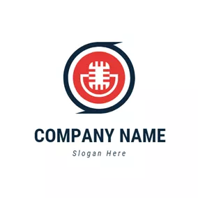 麦克风 Logo Circle and Abstract Microphone logo design