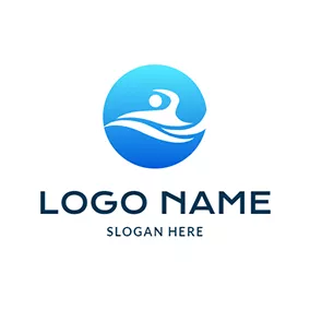 Abstract Logo Circle and Abstract White Swimmer logo design
