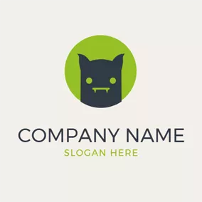 バットロゴ Circle and Bat Head Icon logo design