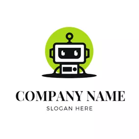機器人logo Circle and Black Robot Icon logo design