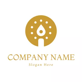 Logótipo De Vela Circle and Candle Icon logo design
