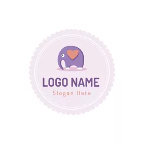 Children & Childcare Logo Circle and Cartoon Elephant Slide logo design