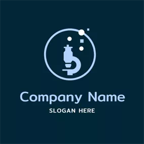 Chemistry Logo Circle and Chemical Microscope logo design
