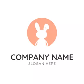 Children & Childcare Logo Circle and Cute Little White Rabbit logo design