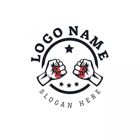 Fight Logo Circle and Fists logo design