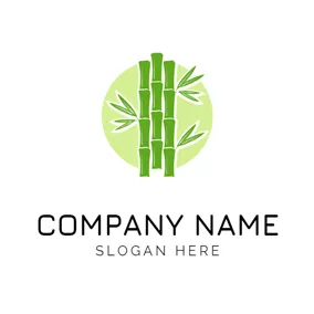 Bamboo Logo Circle and Green Bamboo logo design