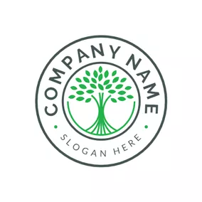 Emblem Logo Circle and Green Tree logo design