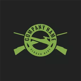 Bullet Logo Circle and Gun Icon logo design