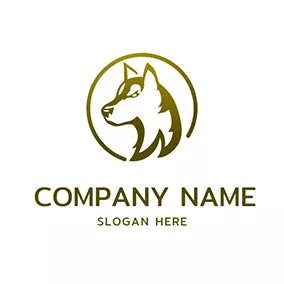 寵物店logo Circle and Husky Profile logo design