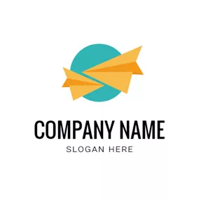 Origami Logo Circle and Origami Plane logo design