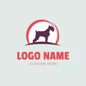 Emblem Logo Circle and Purple Dog logo design