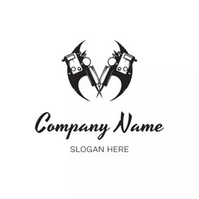 Machine Logo Circle and Tattoo Machine logo design