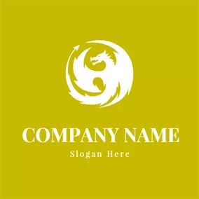 Dragon Logo Circle and White Dragon logo design