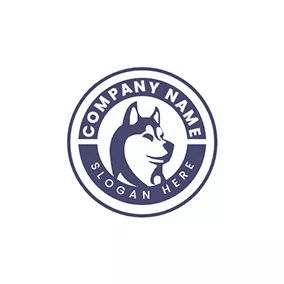 寵物店logo Circle Banner Husky logo design