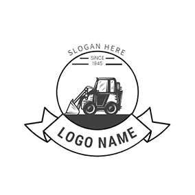 Tractor Logo Circle Cartoon Harvester logo design