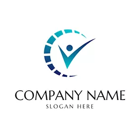 Check Logo Circle Check Human and Clock logo design