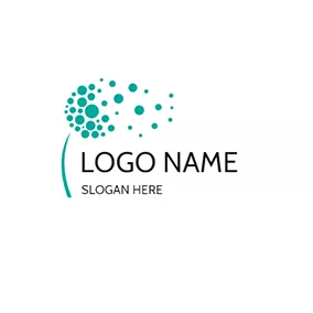 Dandelion Logo Circle Dot and Abstract Dandelion logo design