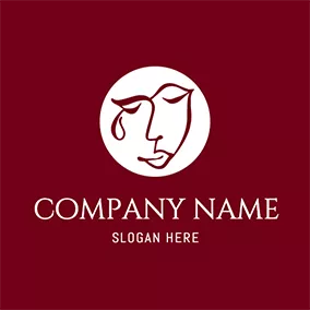 Face Logo Circle Face Outline Sad logo design